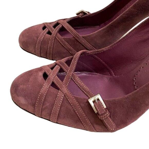New Prada mauve suede buckle strap pumps size 38.5‎ - Picture 8 of 9